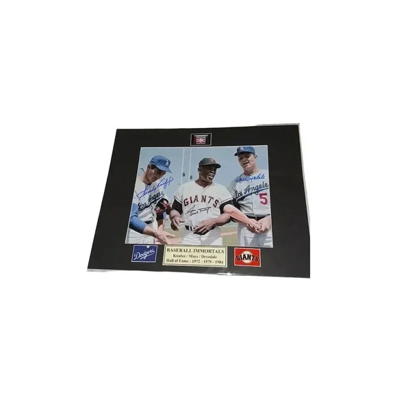Willie Mays, Sandy Koufax, Don Drysdale Signed Color Photo with COA - Original - Picture 1 of 2
